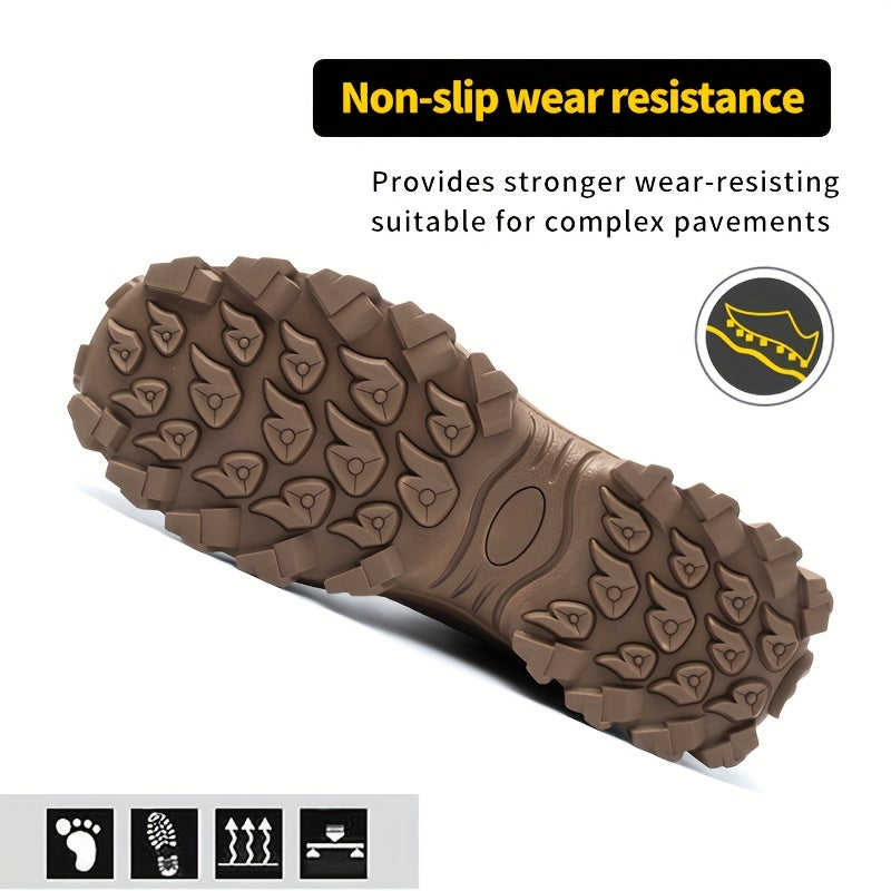 Men's Work Shoes Anti-smashing And Anti-piercing Steel Toe Shoes Anti-smashing And Anti-piercing Steel Toe Shoes Puncture Proof Anti-skid Steel Toe High Top Work Shoes Men's Steel Toe Anti-Puncture Breathable Lightweight Inde