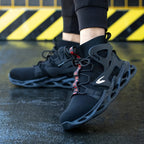 Men's Steel Toe Work Boots Safety Shoes Breathable Woven Knit Industrial Construction Sneakers