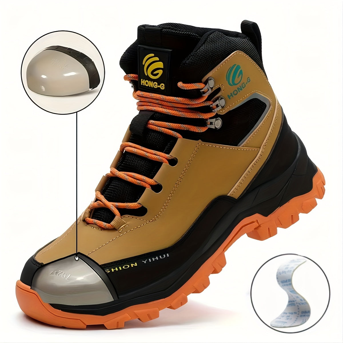 Men's Steel Toe High Top Work Boots Comfy Non Slip Vintage Lace Up Shoes For Men's Outdoor Work Out Activities Men Safety shoes
