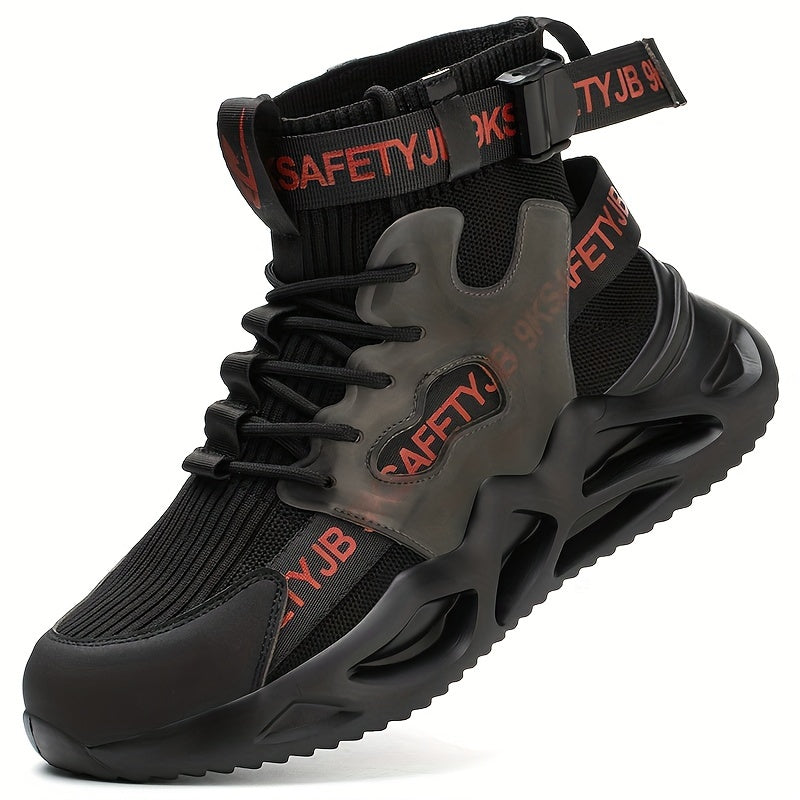 Comfy Steel Toe Safety Shoes for Men - Breathable, Non-Slip, Lace-Up Sneaker Boots for Hiking & Outdoor Activities - All-Season, EVA Insole, Fabric Upper, Round Toe, Casual Sports Style