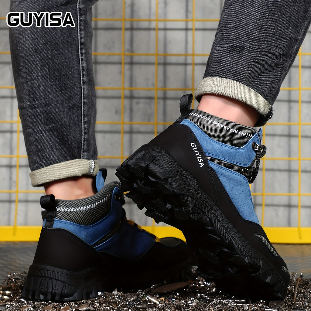 GUYISA Steel Head Men'S Steel Ladle Head Anti Smash, Anti stab, Wear resistant, Comfortable Soft Bottom Four Seasons Professional Safety Shoes
