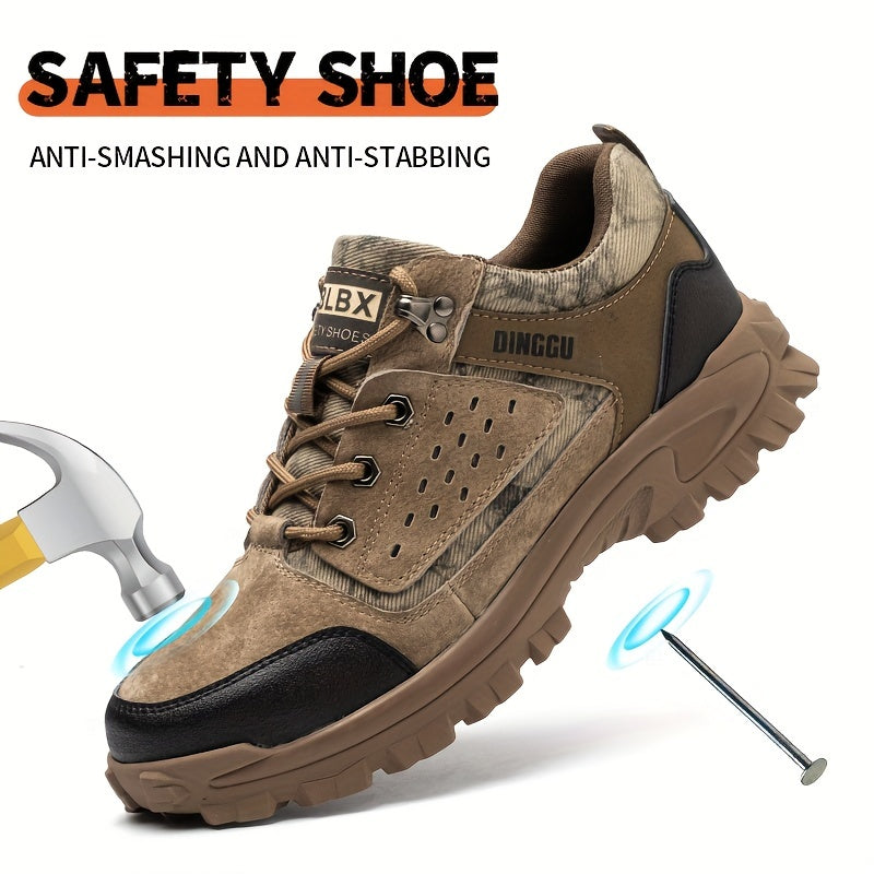 Men's Work Shoes Anti-smashing And Anti-piercing Steel Toe Shoes Anti-smashing And Anti-piercing Steel Toe Shoes Puncture Proof Anti-skid Steel Toe High Top Work Shoes Men's Steel Toe Anti-Puncture Breathable Lightweight Inde