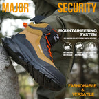 Men's High-Top Steel Toe Work Boots - Durable All-Season Hiking Safety Shoes with Anti-Puncture Midsole, Geometric Pattern, Lace-Up Closure, Synthetic Upper & Rubber Sole for Outdoor Adventures, Outdoor Hiking Boots | Stylish