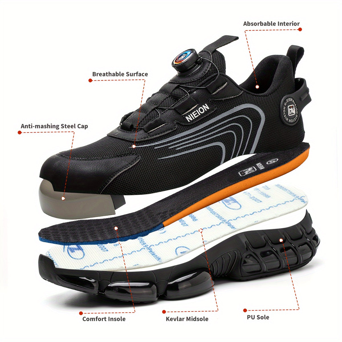 New Work Sneakers Protective Shoes Safety Industrial Puncture-Proof Anti-smash Steel Toe Shoes Men Safety Shoes Women Work Shoes