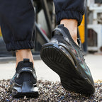 PLUS SIZE Men's Steel Toe Work Shoes & Puncture Proof Safety Shoes, Woven Breathable Comfy Non Slip Durable Lace Up Shoes, Perfect For Constructional Safety Workout Activities