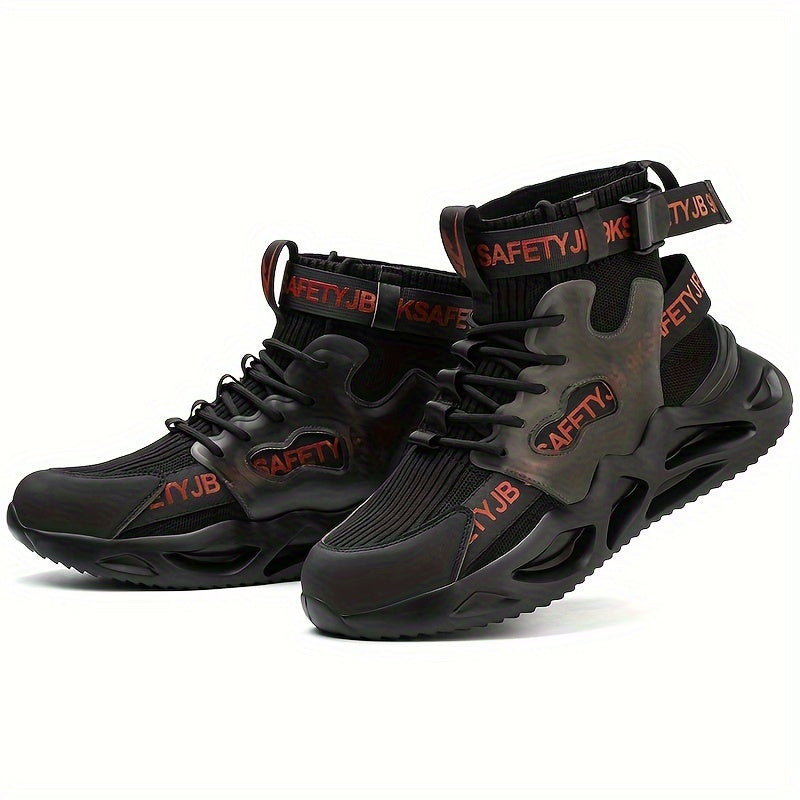 Comfy Steel Toe Safety Shoes for Men - Breathable, Non-Slip, Lace-Up Sneaker Boots for Hiking & Outdoor Activities - All-Season, EVA Insole, Fabric Upper, Round Toe, Casual Sports Style
