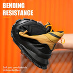 Men's High-Top Steel Toe Work Boots - Durable All-Season Hiking Safety Shoes with Anti-Puncture Midsole, Geometric Pattern, Lace-Up Closure, Synthetic Upper & Rubber Sole for Outdoor Adventures, Outdoor Hiking Boots | Stylish