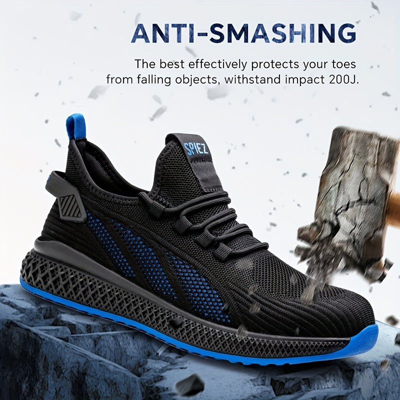 SPIEZ Unisex Safety Shoes With Composite Toe Cap, Puncture Proof Breathable Work Shoes For Men, Slip On Fashion Sneakers For Work And Daily Wear