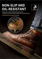 Men's Solid Colour Steel Toe & Rubber Sole Puncture Proof Safety Shoes, Comfy Non Slip Durable Lace Up Work Boots For Men's Outdoor Activities