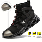 Men's Steel Toe Work Boots Safety Shoes Breathable Woven Knit Industrial Construction Sneakers
