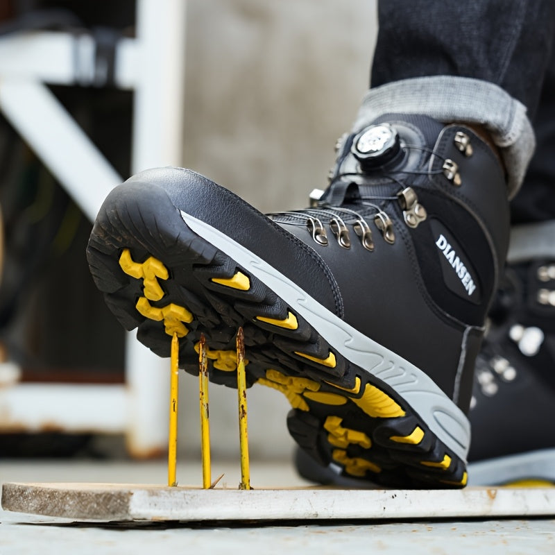 Men'S Steel Toe & Puncture Proof Breathable Work Boots - Non-Slip Lace-Up Safety Shoes with Durable Rubber Sole, Ergonomic Design & Cushioned Insole for Outdoor Hiking, Training, Casual Wear, Steel Toe Boots, Hiking Footwear,