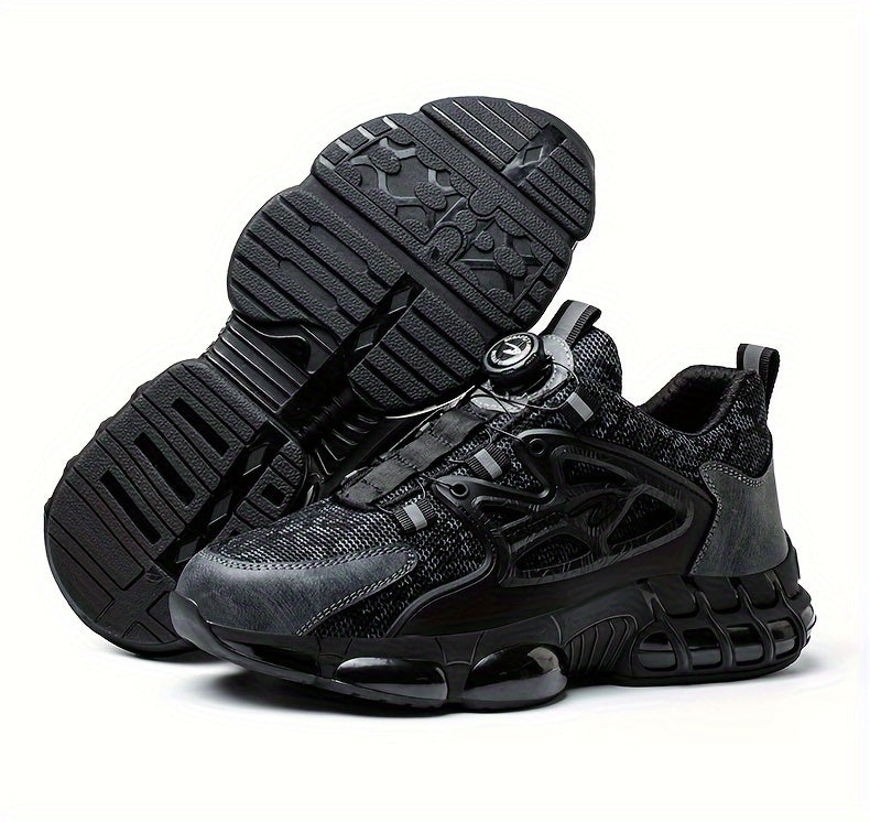 Men's Steel Toe & Puncture Proof Breathable Work Boots, Comfy Non Slip Lace Up Durable Safety Shoes For Men's Outdoor Activities