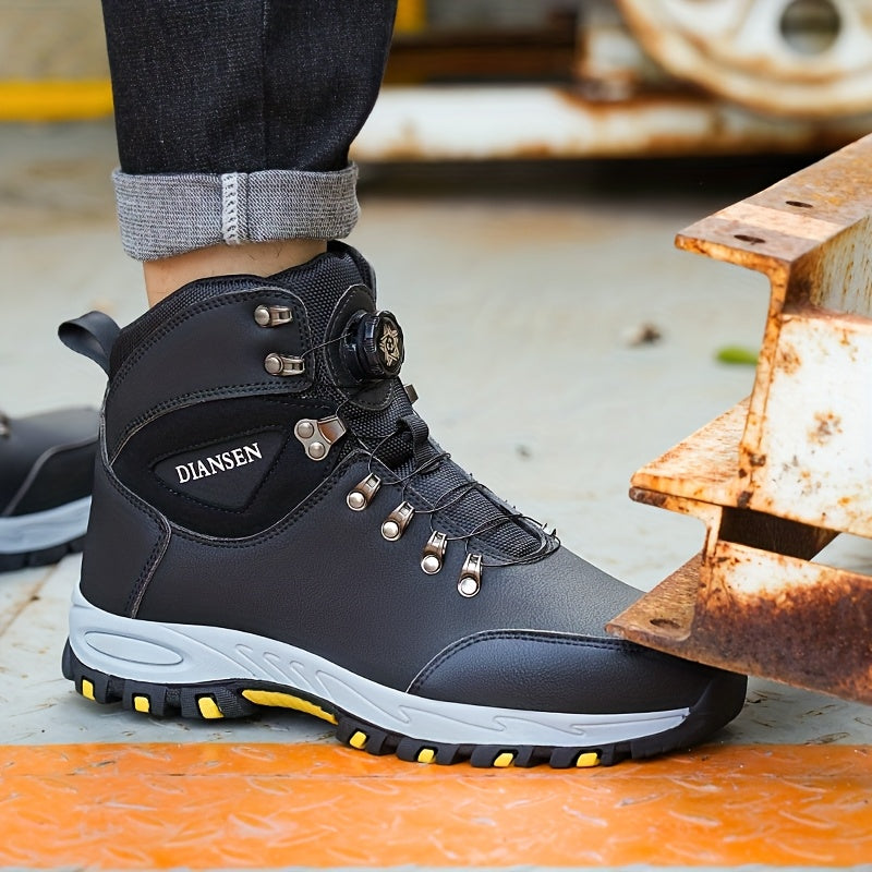 Men'S Steel Toe & Puncture Proof Breathable Work Boots - Non-Slip Lace-Up Safety Shoes with Durable Rubber Sole, Ergonomic Design & Cushioned Insole for Outdoor Hiking, Training, Casual Wear, Steel Toe Boots, Hiking Footwear,