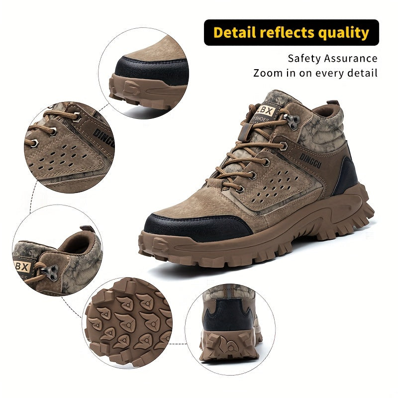 Men's Work Shoes Anti-smashing And Anti-piercing Steel Toe Shoes Anti-smashing And Anti-piercing Steel Toe Shoes Puncture Proof Anti-skid Steel Toe High Top Work Shoes Men's Steel Toe Anti-Puncture Breathable Lightweight Inde