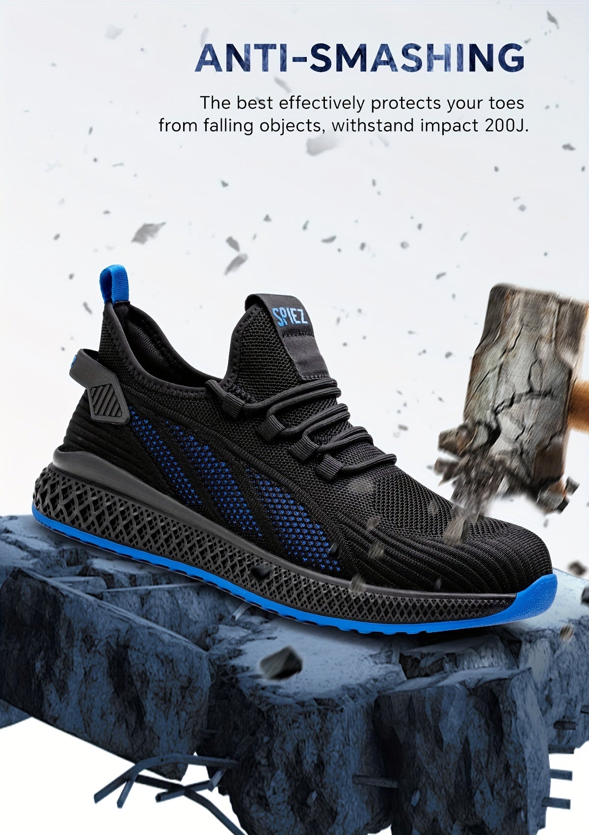 SPIEZ Unisex Safety Shoes With Composite Toe Cap, Puncture Proof Breathable Work Shoes For Men, Slip On Fashion Sneakers For Work And Daily Wear