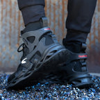 Men's Steel Toe Work Boots Safety Shoes Breathable Woven Knit Industrial Construction Sneakers