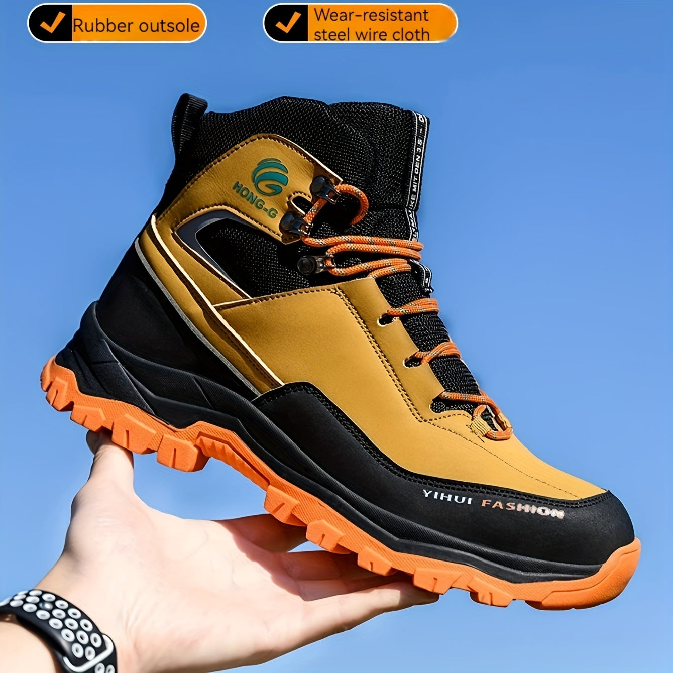 Men's Steel Toe High Top Work Boots Comfy Non Slip Vintage Lace Up Shoes For Men's Outdoor Work Out Activities Men Safety shoes
