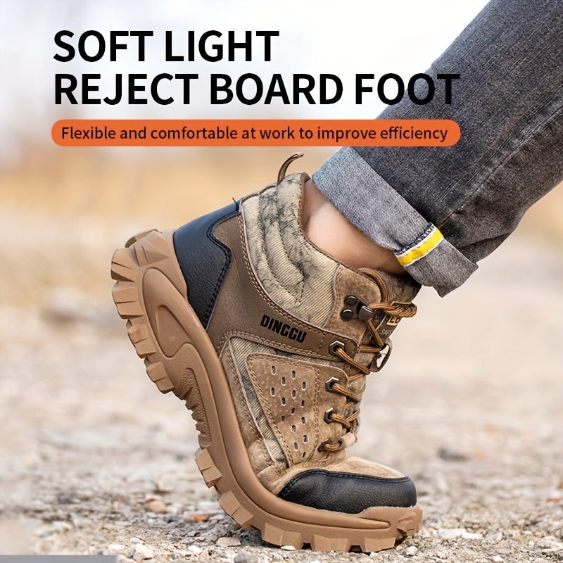 Men's Work Shoes Anti-smashing And Anti-piercing Steel Toe Shoes Anti-smashing And Anti-piercing Steel Toe Shoes Puncture Proof Anti-skid Steel Toe High Top Work Shoes Men's Steel Toe Anti-Puncture Breathable Lightweight Inde