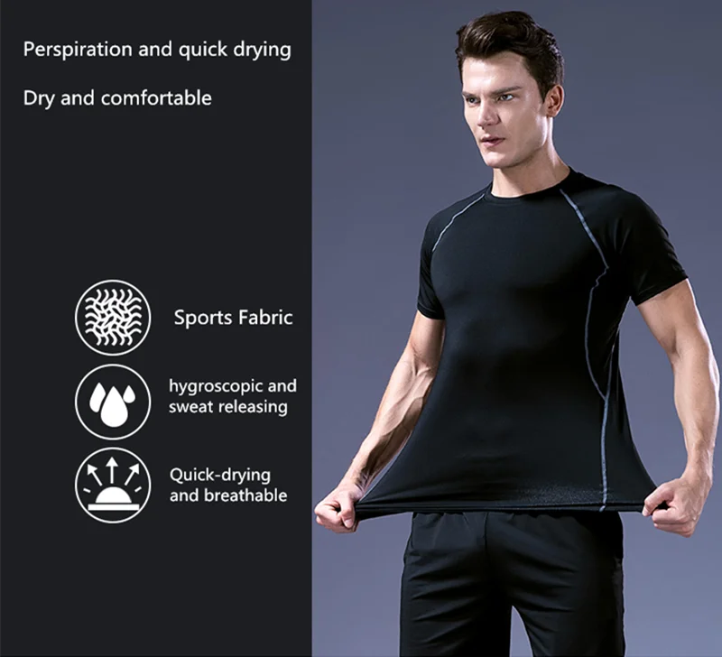 Short Sleeve Gym Shirt for Men, Workout Tees, Sport T Shirt, High Quality, Running Shirt, Fitness Sportswear, On Promotion