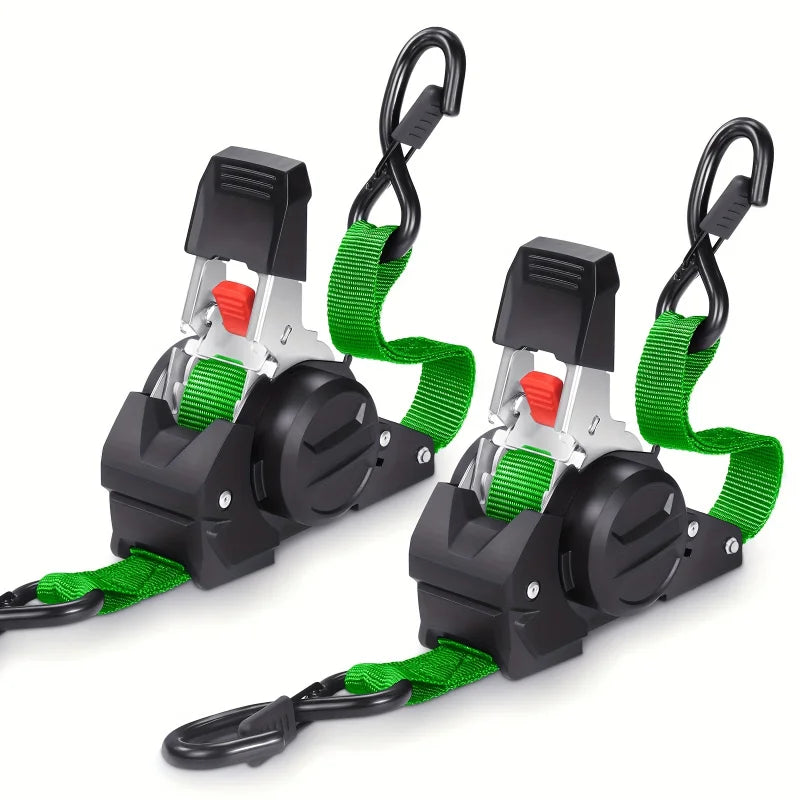 ‌ 2/4pcs Auto Retractable Ratchet Straps 10ft 1500lb Strength - Heavy Duty Cargo Tie Down for Truck Trailer Motorcycle Moving