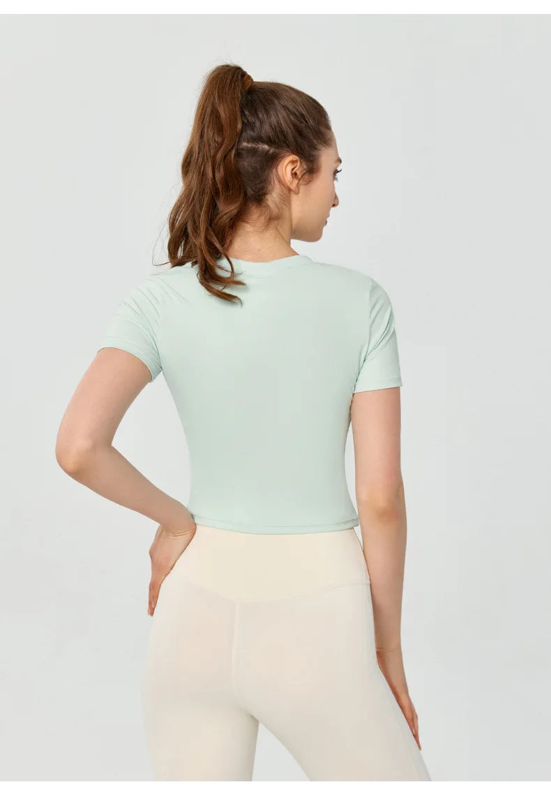 Women's Yoga Tops Short Sleeve Slim Fit Quick Dry Workout Shirts for Running Gym Fitness Breathable Summer Sports T-shirt