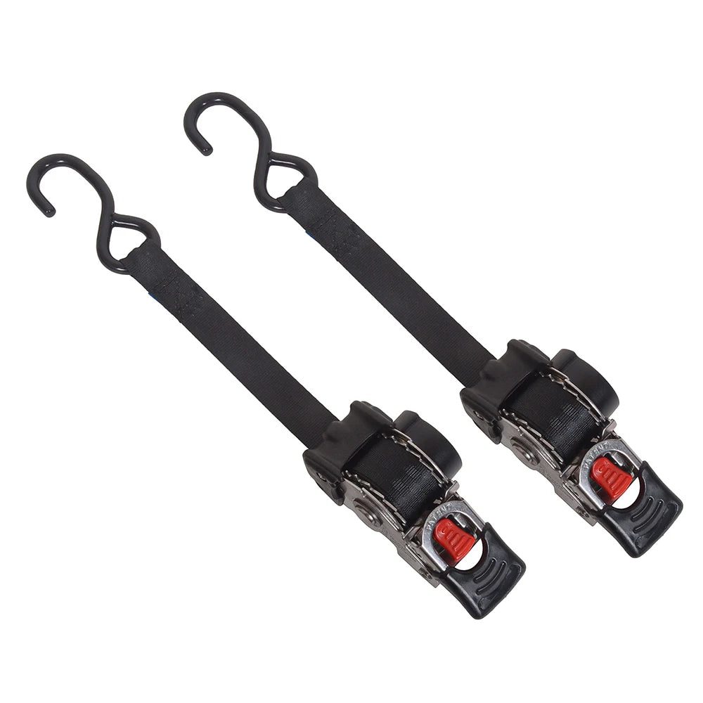 2 Pack Bolt-On Retractable Ratchet Straps Stainless Steel Ratchet Tie Down Straps Heavy Duty Auto Retracting Ratchet Straps