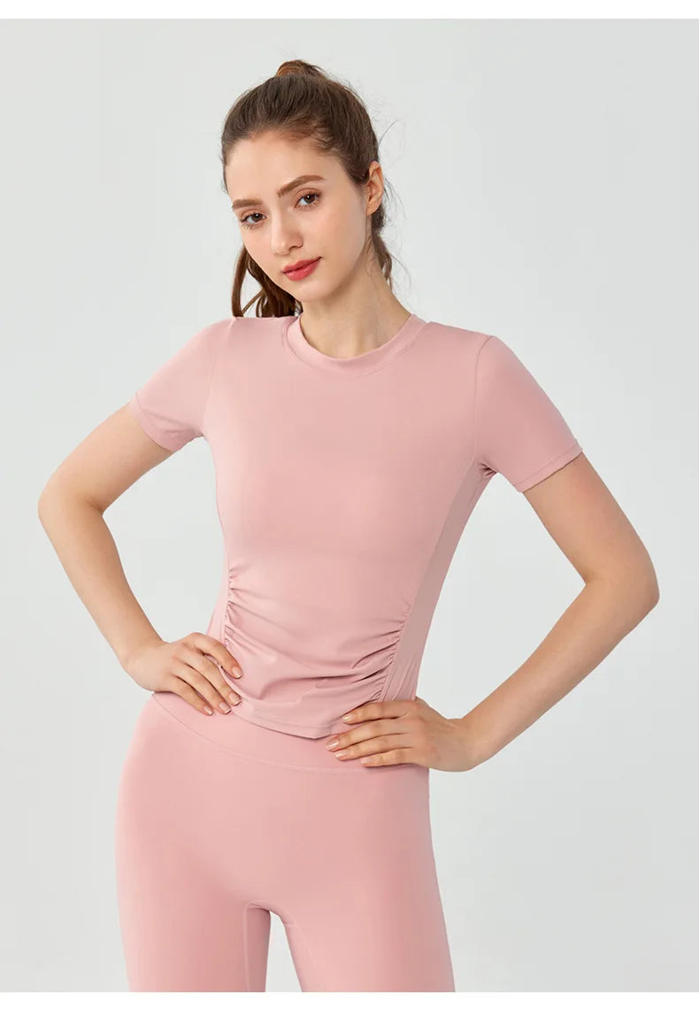 Women's Yoga Tops Short Sleeve Slim Fit Quick Dry Workout Shirts for Running Gym Fitness Breathable Summer Sports T-shirt