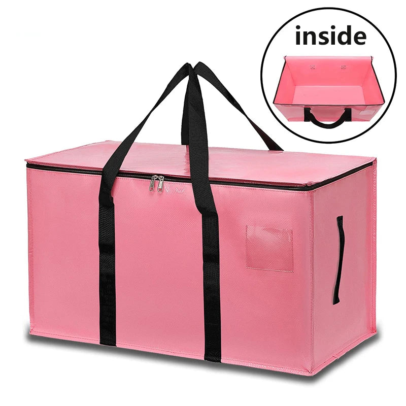 4/8/10 Pack Extra Large Moving Bags with Zippers Carrying Handles Heavy Duty Storage Tote Moving Boxes for Space Saving