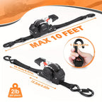 ‌ 2/4pcs Auto Retractable Ratchet Straps 10ft 1500lb Strength - Heavy Duty Cargo Tie Down for Truck Trailer Motorcycle Moving