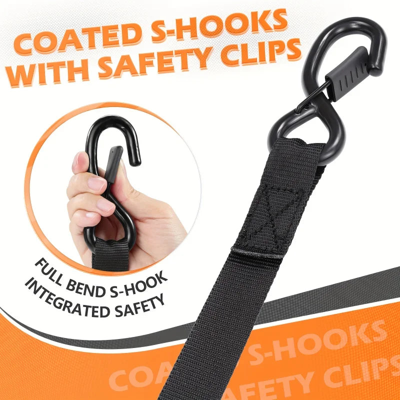 ‌ 2/4pcs Auto Retractable Ratchet Straps 10ft 1500lb Strength - Heavy Duty Cargo Tie Down for Truck Trailer Motorcycle Moving