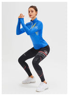 New Fitness Sports Long Sleeve Women's Top Gym Tight Yoga Shirt Quarter Zip Slim Fit Running T Shirt Quick Dry Workout Shirts