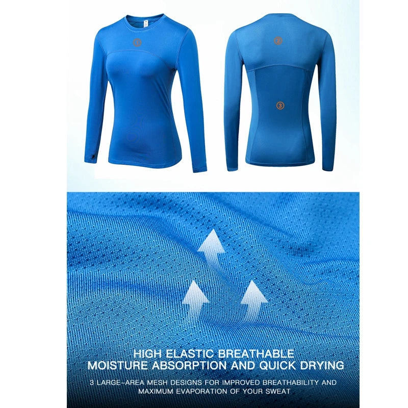 Long Sleeve Workout Shirts Women Quick Dry Gym Athletic T-Shirt Running Hiking Yoga Top with Thumb Hole Slim Fit
