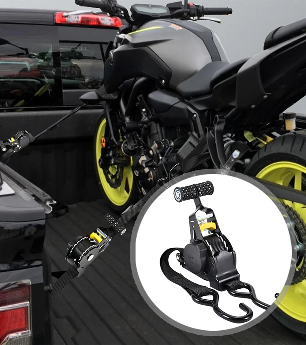 Automatic Ratchet Strap Retractable Tensioner Strap Luggage Cargo Tie-Down Rope Motorcycle Strap Fastening Polyester Strap