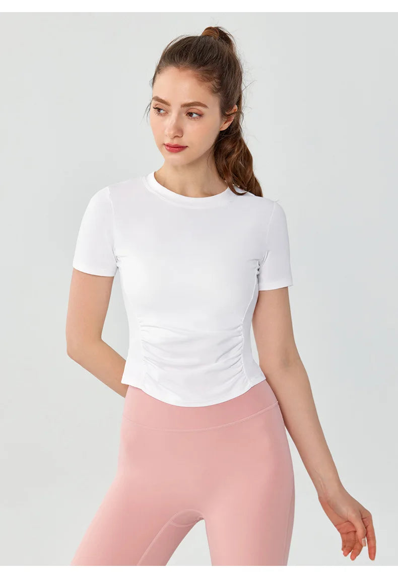 Women's Yoga Tops Short Sleeve Slim Fit Quick Dry Workout Shirts for Running Gym Fitness Breathable Summer Sports T-shirt