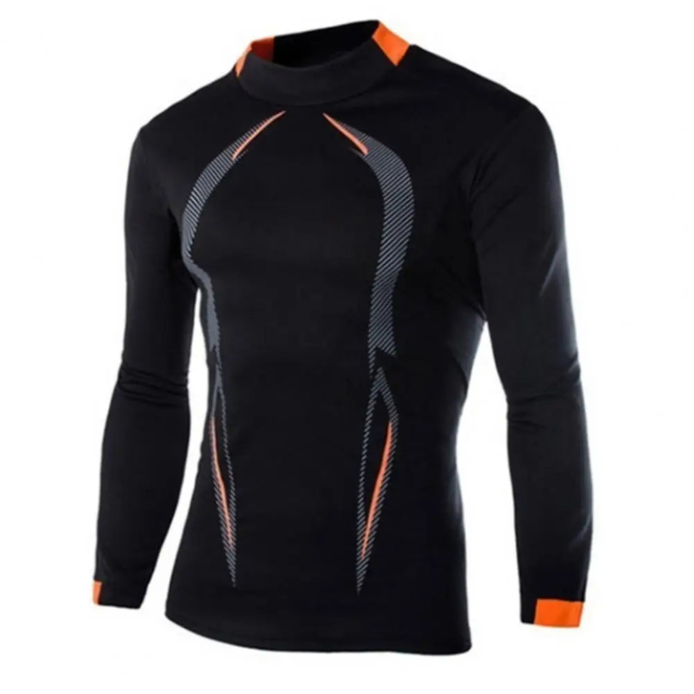 Men Workout Long Sleeve T-shirt Gym Shirt Round Neck Slim Fit T-shirt Sweat Absorption Workout Tees Quick Dry Sports T-shirts