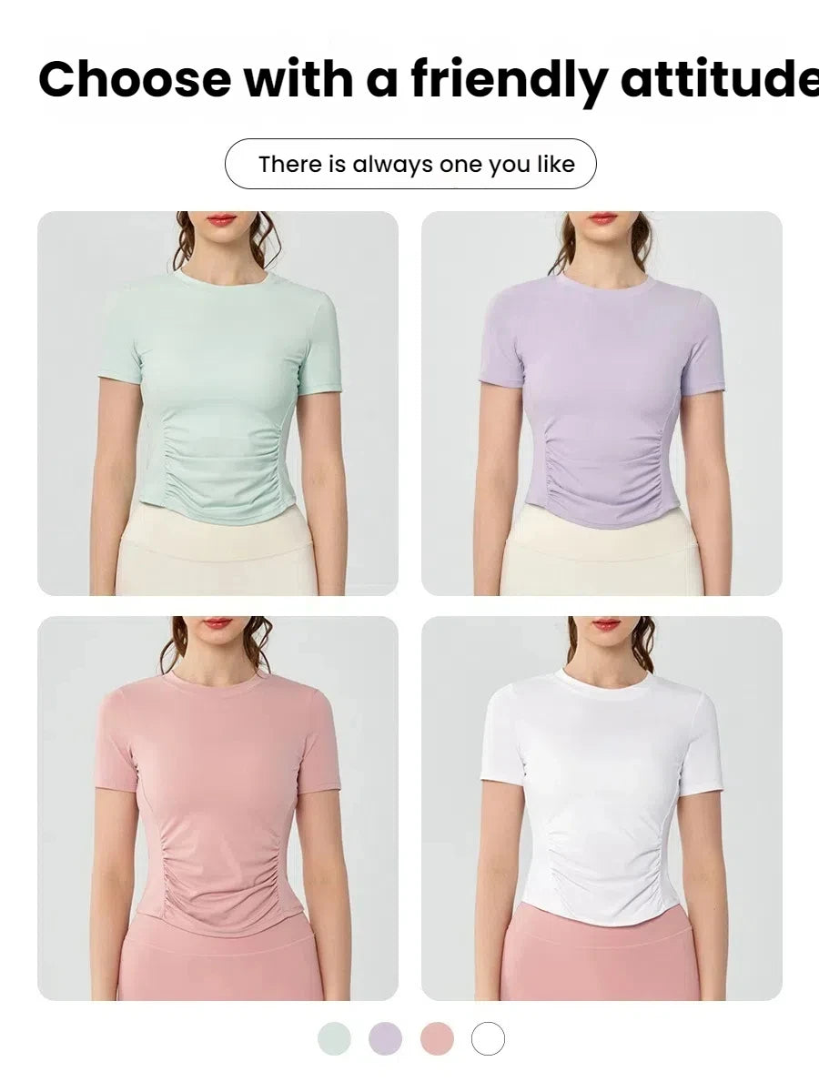 Women's Yoga Tops Short Sleeve Slim Fit Quick Dry Workout Shirts for Running Gym Fitness Breathable Summer Sports T-shirt