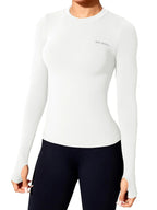 Women's Compression Long Sleeve Workout Top, Seamless Yoga & Running Shirt, Breathable Athletic Gym T-Shirt for Cross-Training