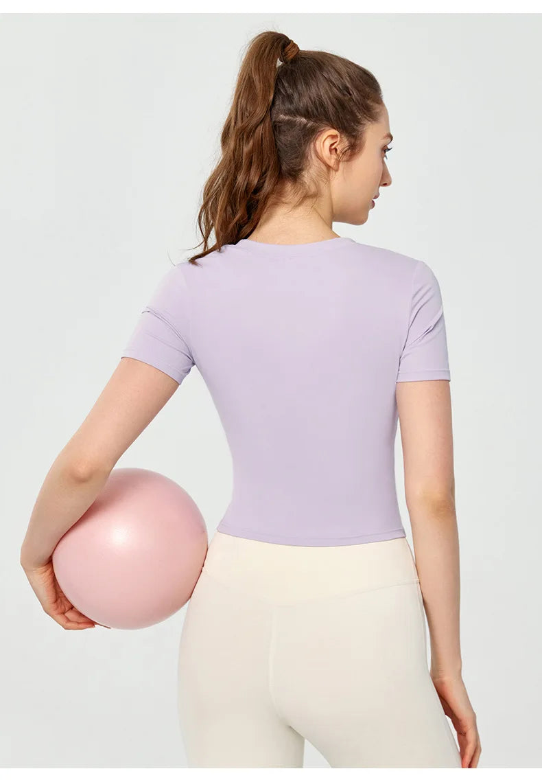 Women's Yoga Tops Short Sleeve Slim Fit Quick Dry Workout Shirts for Running Gym Fitness Breathable Summer Sports T-shirt