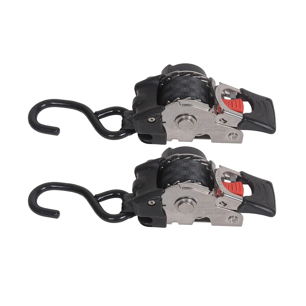 2 Pack Bolt-On Retractable Ratchet Straps Stainless Steel Ratchet Tie Down Straps Heavy Duty Auto Retracting Ratchet Straps