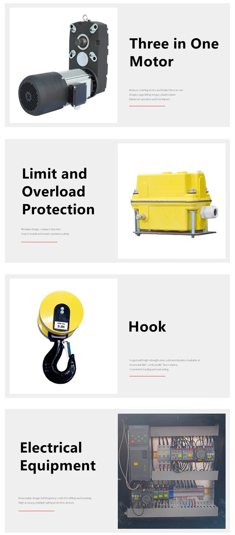 Chain hoists Cranes Electric material hoists for construction