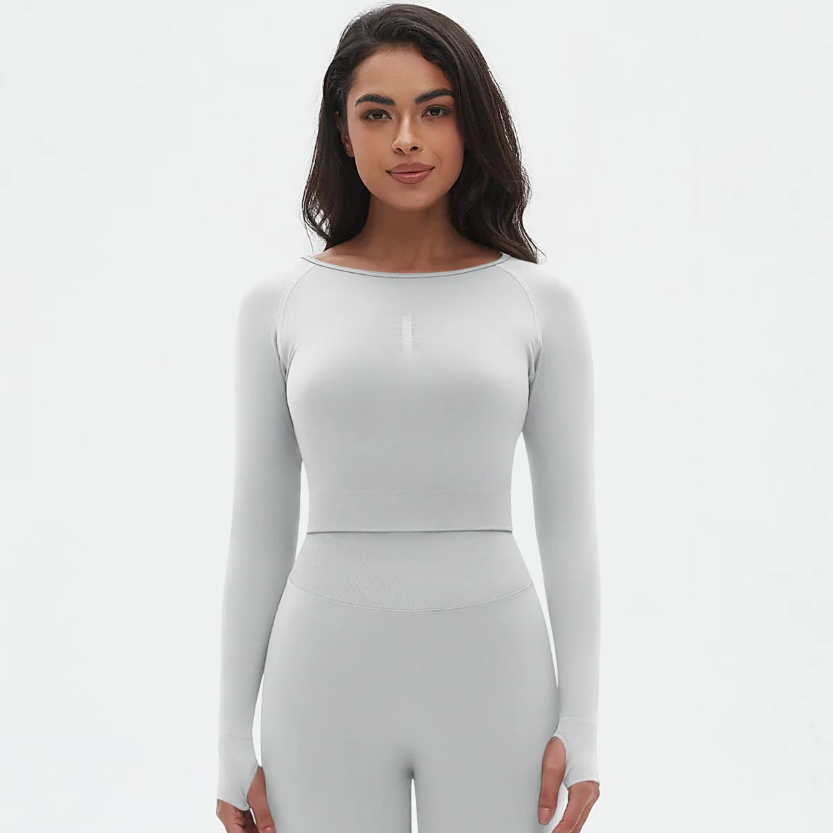 Seamless Long Sleeve Workout Tops for Women Ruched Compression Athletic Top Gym Fitness Yoga Shirt Running Tight Undershirt