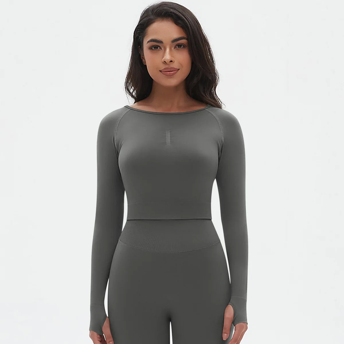 Seamless Long Sleeve Workout Tops for Women Ruched Compression Athletic Top Gym Fitness Yoga Shirt Running Tight Undershirt