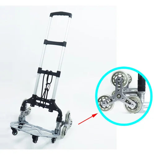 Foldable Trolley Climbing Stairs Cart Upstairs Cargo Transport folded Trolley with Wheels Trailer Truck Moving Tools