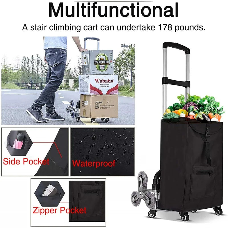Foldable Trolley Climbing Stairs Cart Upstairs Cargo Transport folded Trolley with Wheels Trailer Truck Moving Tools