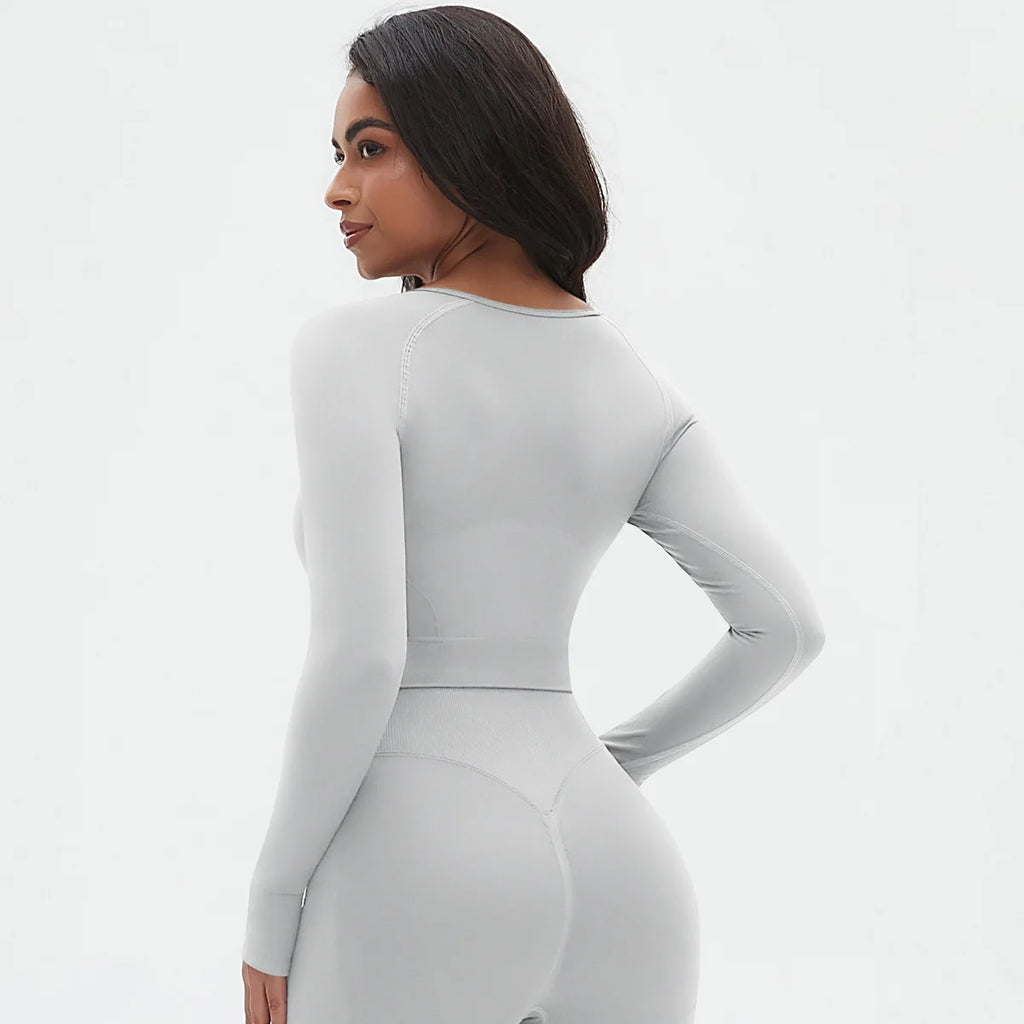 Seamless Long Sleeve Workout Tops for Women Ruched Compression Athletic Top Gym Fitness Yoga Shirt Running Tight Undershirt
