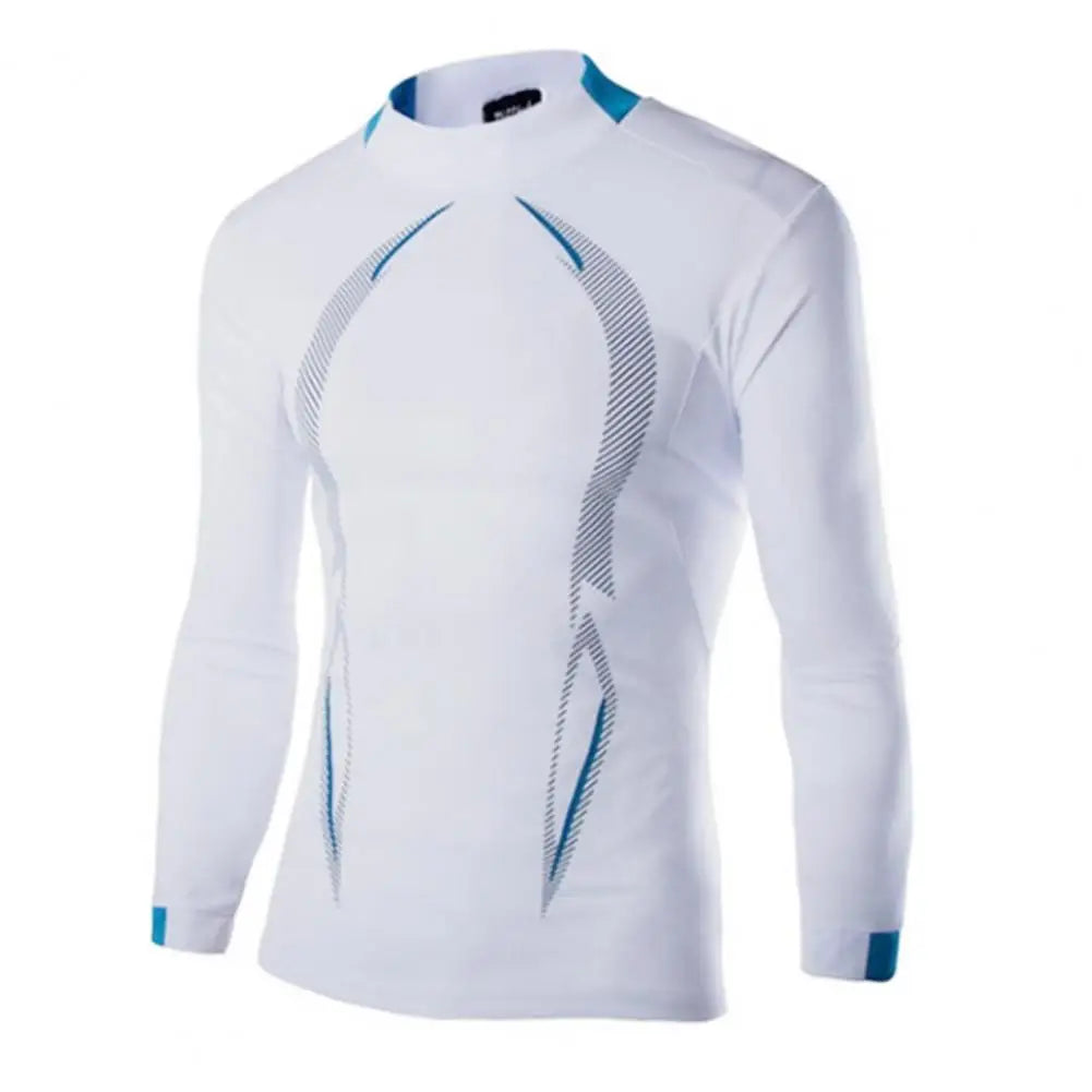 Men Workout Long Sleeve T-shirt Gym Shirt Round Neck Slim Fit T-shirt Sweat Absorption Workout Tees Quick Dry Sports T-shirts