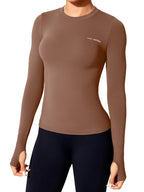 Women's Compression Long Sleeve Workout Top, Seamless Yoga & Running Shirt, Breathable Athletic Gym T-Shirt for Cross-Training