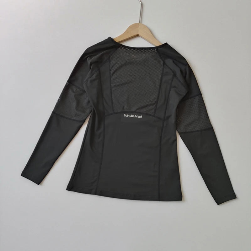 Women's Long Sleeve Workout Top Quick-Dry Slim Fit Running Shirt Breathable Yoga T-Shirt for Gym Training