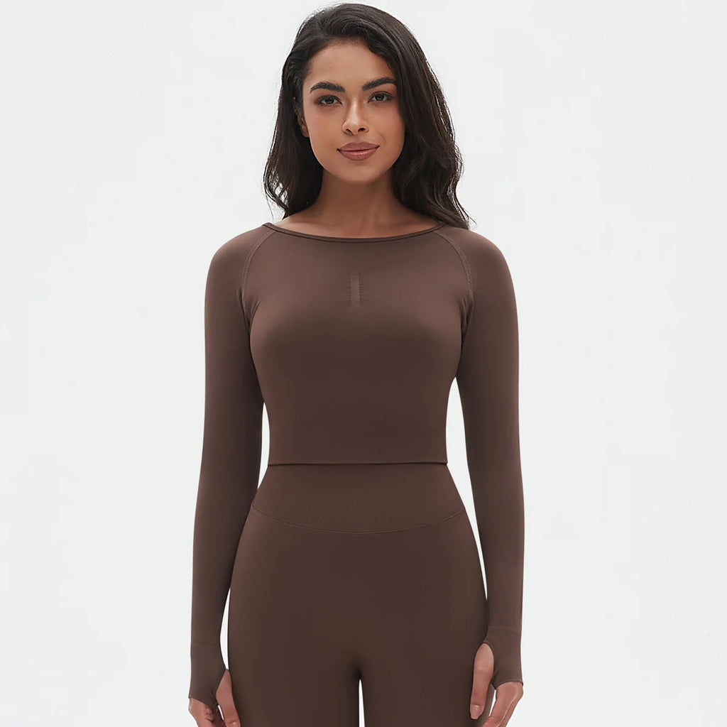 Seamless Long Sleeve Workout Tops for Women Ruched Compression Athletic Top Gym Fitness Yoga Shirt Running Tight Undershirt