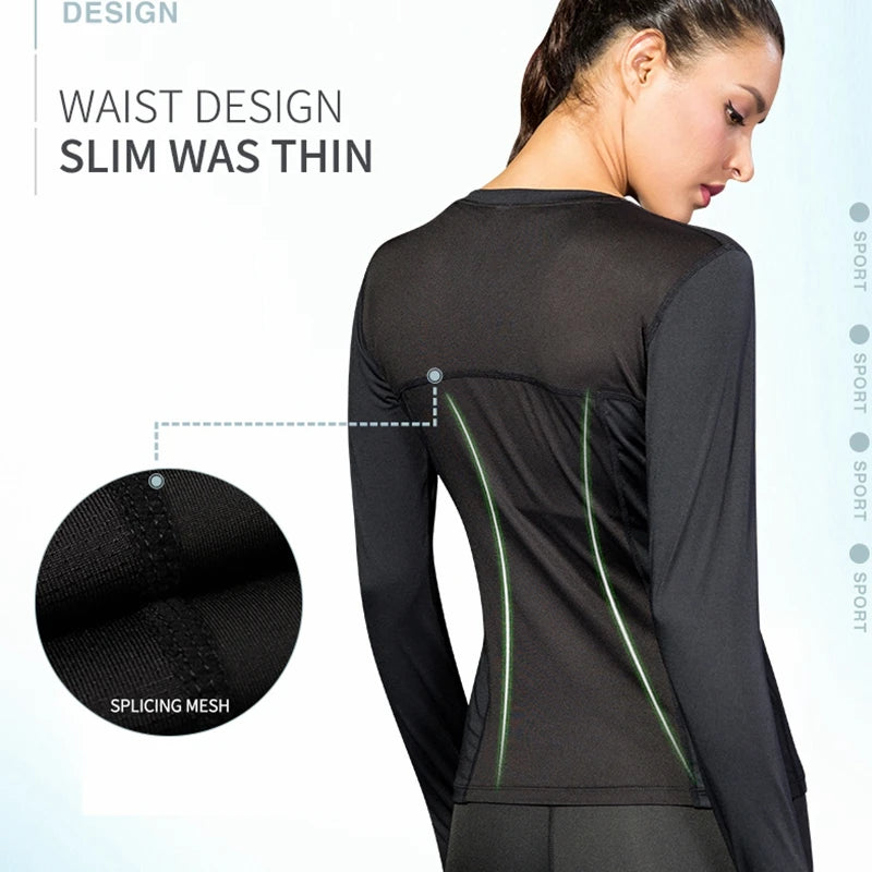 Long Sleeve Workout Shirts Women Quick Dry Gym Athletic T-Shirt Running Hiking Yoga Top with Thumb Hole Slim Fit